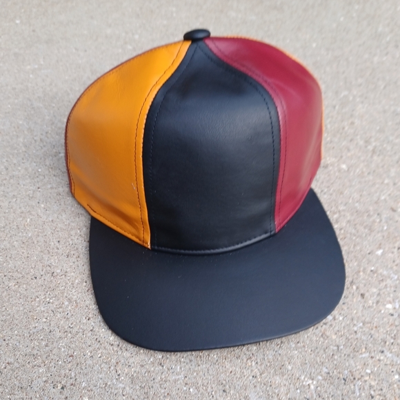 Other - Vintage leather 6 panel hat 1990s deadstock new